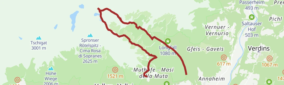 Route map: Escursione da Tirolo alla Malga Oberkaser